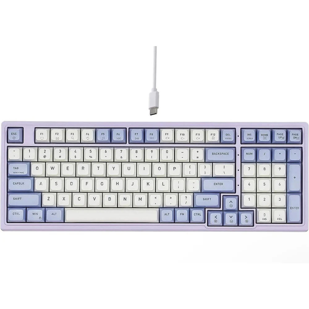 Hexgears Purple Rain M4 Mechanical Keyboard, 99 Keys•Purple/wht•Wired, Backlight